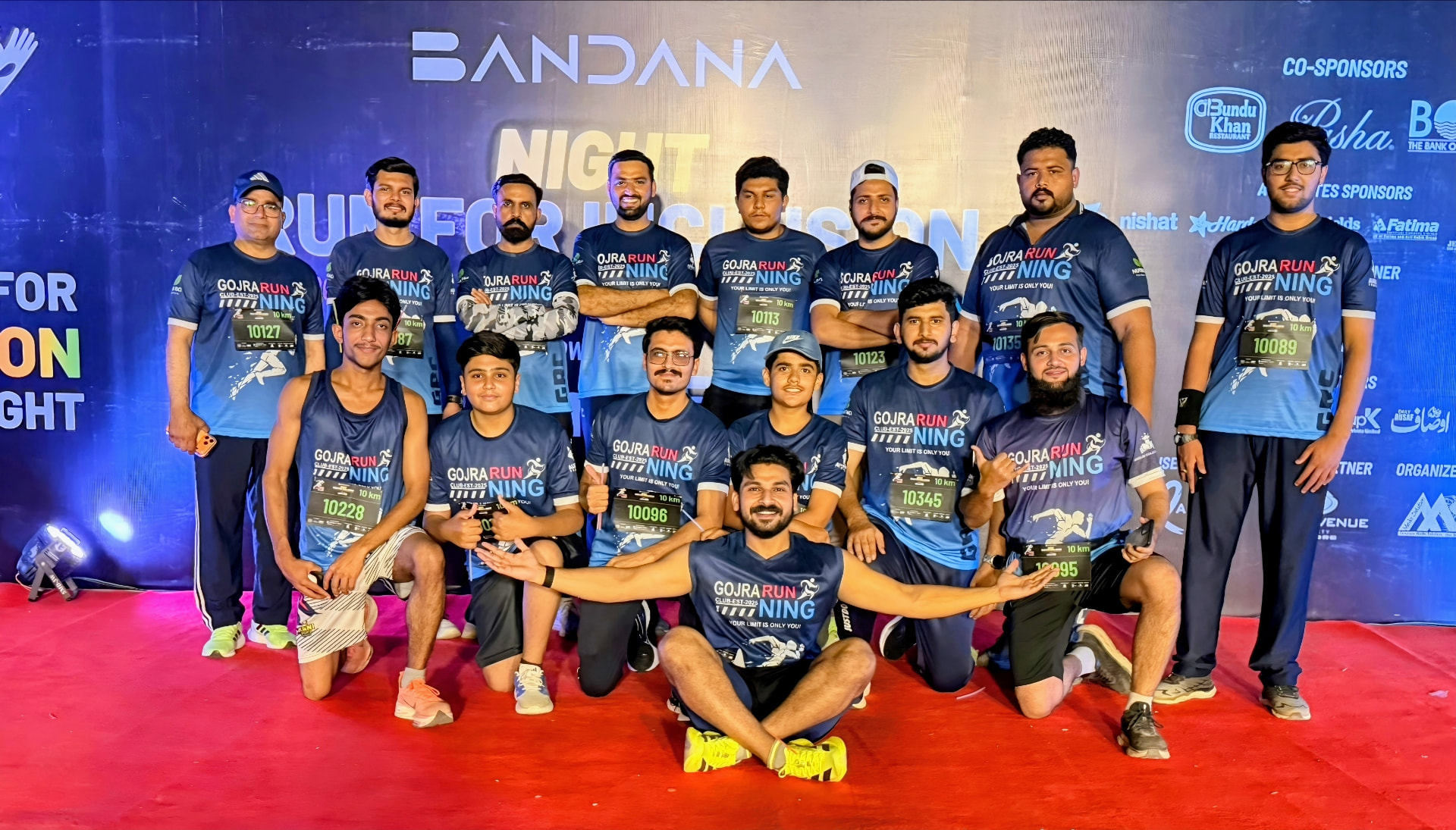 Gojra Running Club team at Bandana Night Run